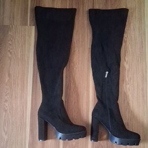 🖤Black Over-the-Knee Boots Awesome Tread